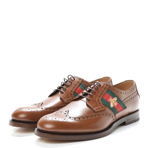 gucci calfskin mens shoe web bee brogue lace-up oxfords|Dress Shoes for Men .